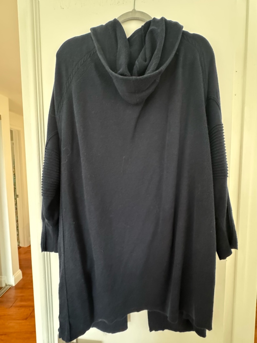 Chico's Navy Hooded Open-Front Cardigan - Picture 2 of 4